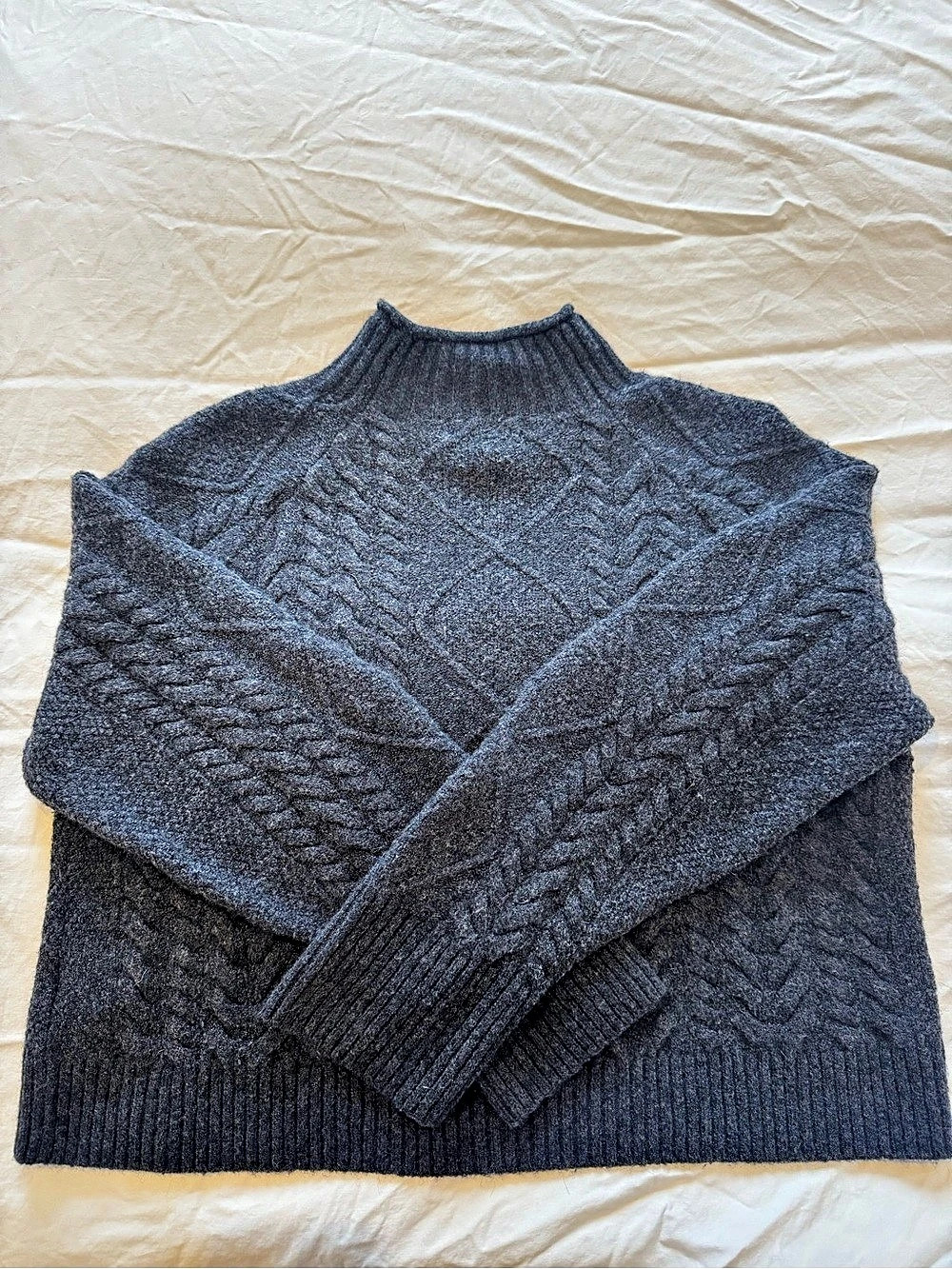 J.Crew Cable Knit Mock Neck Sweater in Gray Size XS Like New